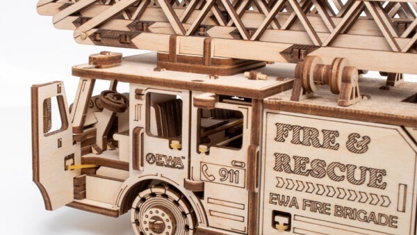 Eco-Wood-Art 3D Wooden Model - Fire Truck 37.8 cm Beige