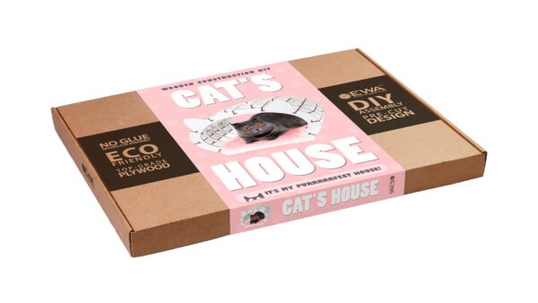 «Cat's House» white frame - pink fur - Image 2