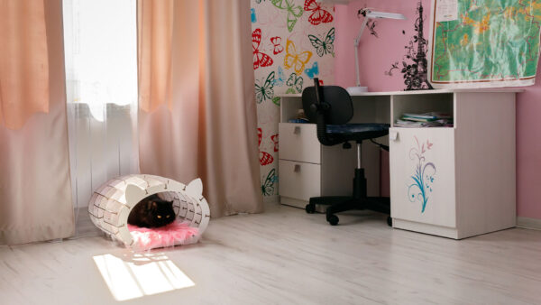 «Cat's House» white frame - pink fur - Image 8