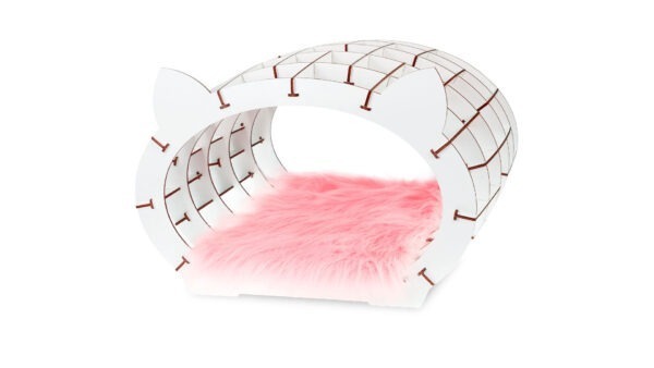 «Cat's House» white frame - pink fur