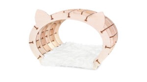 «Кошкин дом» натуральный каркас - белый мех