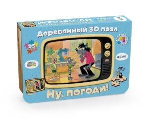 Деревянный 3D пазл МИНИ Союзмультфильм «Ну, погоди!» (упаковка трансформер)
