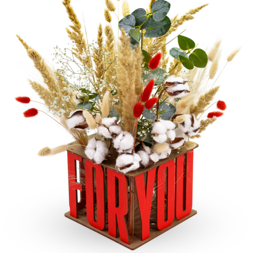 деревянная ваза с колбой для живых цветов